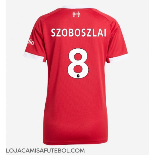 Camisa de Futebol Liverpool Dominik Szoboszlai #8 Equipamento Principal Mulheres 2025-26 Manga Curta